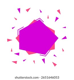 Fondo geométrico Abstractas de la forma con los Elementos púrpuras y rosados. Fondo abstracto minimalista con Formas poligonales superpuestas en púrpura y rosa con Elementos triangulares dispersos.