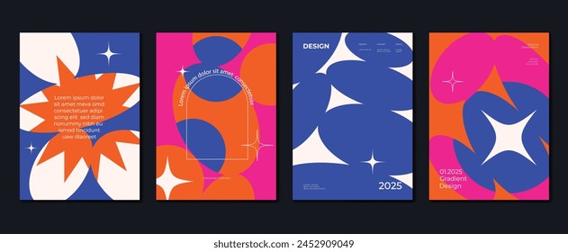 Abstract geometric shape background vector. Minimalist style cover template with shapes, vibrant colorful. Modern wallpaper design perfect for social media, idol poster, photo frame.