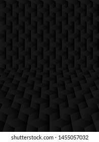 Abstract. geometric shape black background. light and shadow. Vector.