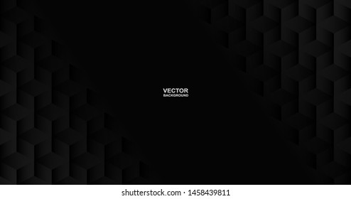 Abstract. geometric shape black background. light and shadow. Vector.