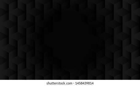 Abstract. geometric shape black background. light and shadow. Vector.