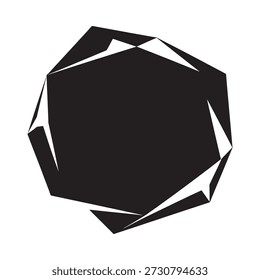 Forma geométrica Abstractas Un diseño facetado negro sobre un fondo blanco