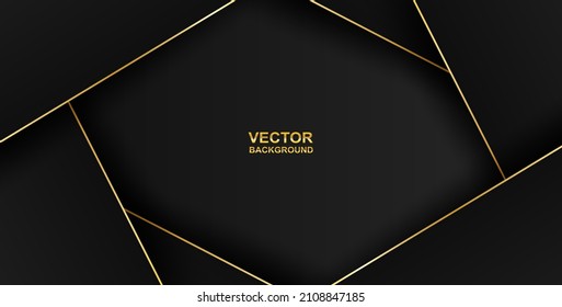 Abstrakt. geometrische Form, schwarz-goldener Hintergrund. Licht und Schatten. Vektorgrafik.