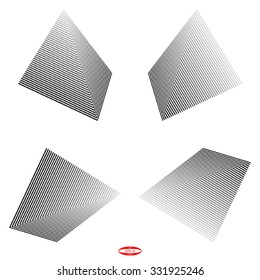 abstract geometric shape. black white tetrahedron. style design element isolated on white background. vector illustration