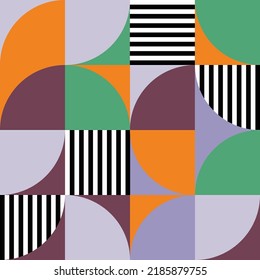 Abstract geometric shape blocks seamless pattern in retro style. Vector illustration. Eps10. 