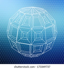 Abstract geometric shape with blue background
