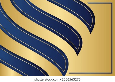 Abstract geometric shape blue gold background with light and shadow 3d layered for presentation design