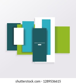Abstract geometric shape from blue, green and white elements, vector background.