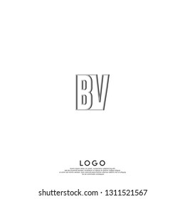 abstract geometric shape BV logo letters design concept in shadow shape