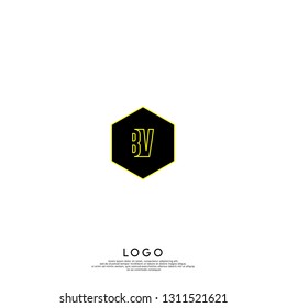 abstract geometric shape BV logo letters design concept in shadow shape