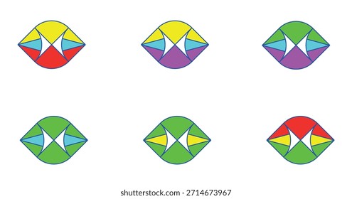 Forma geométrica abstrata em variações de cores diferentes.