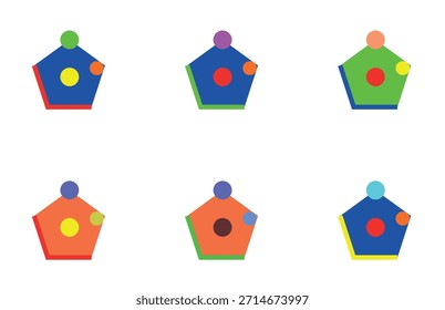 Abstrakte geometrische Form in verschiedenen Farbvarianten.