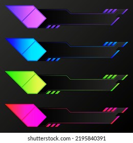 Abstract geometric shape colorful lower third banner set for live breaking news, modern blank text banner bar for video broadcast.