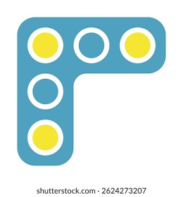 Abstract geometric shape composed of circles within a rounded blue structure