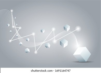 Abstract geometric shape and connection with 3d cubes on the background Vector
