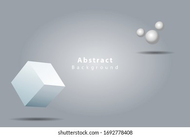 Abstract geometric shape and connection with 3d cubes on the background Vector