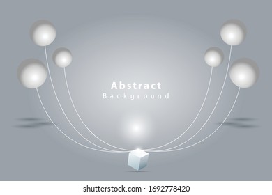 Abstract geometric shape and connection with 3d cubes on the background Vector