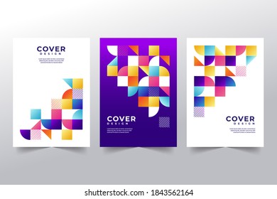 Abstract Geometric shape Cover book set vector