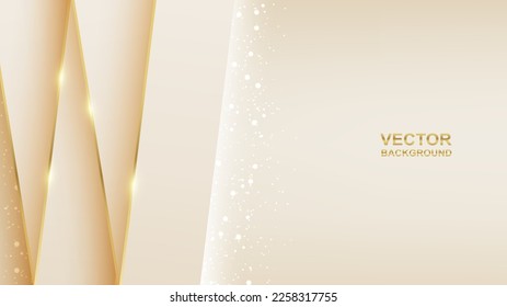Abstract. Geometric shape cream and gold background. luxury background. Vector.
