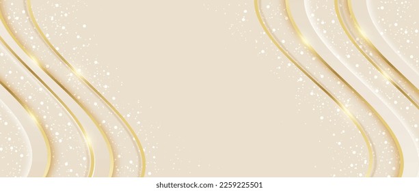 Abstract. Geometric shape cream and gold background. luxury background. Vector.