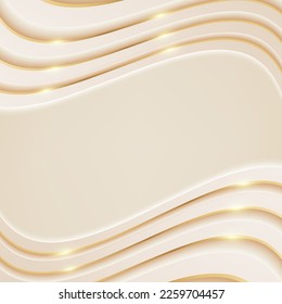 Abstract. Geometric shape cream and gold background. luxury background. Vector.