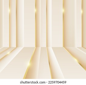 Abstrakt. Geometrische Form, Creme und goldener Hintergrund. luxuriöser Hintergrund. Vektorgrafik.