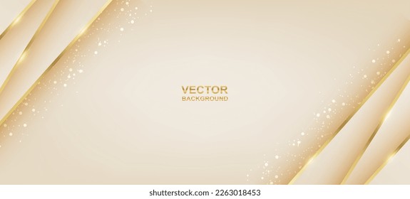 Abstract. Geometric shape cream and gold background. luxury background. Vector.