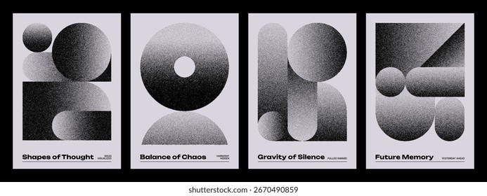 Abstrato design de forma geométrica com textura de grão de ruído. Arte moderna do pôster do gradiente. Gráfico minimalista para capa do álbum.