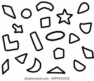 abstract geometric shape doodle art. children hand-drawn painting using a brush