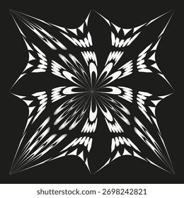 Abstract geometric shape. Dynamic line texture. Symmetrical pattern Vector. Black white graphic. EPS 10.