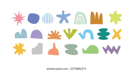 Abstract geometric shape and forms in hand-drawn style, Drawing elements design vector illustration