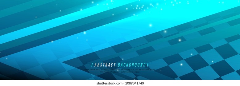 Abstract geometric shape with a glowing light dynamic blue color background. Banner, posters, cards, headers, website