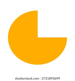 Forma geométrica Abstractas. Un círculo amarillo dorado con un cuadrante eliminado, creando un elemento de diseño único y moderno sobre un fondo blanco limpio. Simple, atrevido y gráfico.