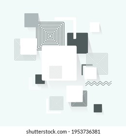 Abstract geometric shape from grey  bricks, regtangles vector background.