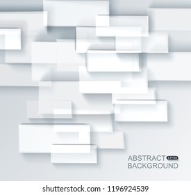 Abstract geometric shape from grey  transparent bricks, regtangles, vector background.
