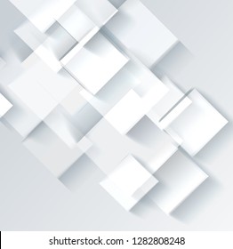 Abstract geometric shape from grey  transparent bricks, regtangles, vector background.