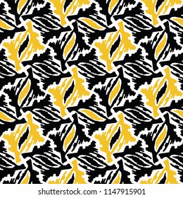 Abstract Geometric Shape Grid, Vector Pattern Seamless Background, Bold Hand Drawn Graphic Illustration for Trendy Home Decor, Modern Fashion Print, Wallpaper, Retro Decor, High Contrast Black Yellow