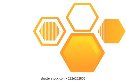 Abstract geometric shape with hexagon grid cells isolated on white background. Graphic design vector.
