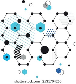 Abstract geometric shape with hexagonal grid. Tech mesh