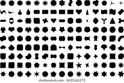 Abstract Geometric Shape Icons Set - Solid Black Vector, Silhouettes shape Collection, Minimal Vector Elements, Abstract Symbols