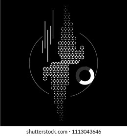 Abstract geometric shape isolated on black background, vector illustration