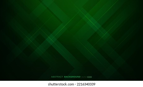 Abstract geometric shape with lines decoration on dark green background. Vector illustration