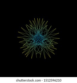 Abstract geometric shape of lines. Isolated on black background. Vector outline illustration.