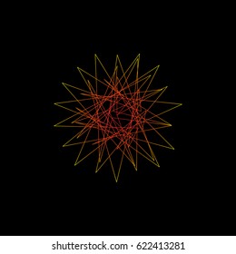 Abstract geometric shape of lines. Isolated on black background. Vector outline illustration.