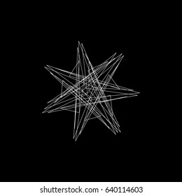 Abstract geometric shape of lines. Isolated on black background. Vector outline illustration.