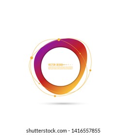 Abstract geometric shape with lines and particles, molecules. Vector gradient banner.