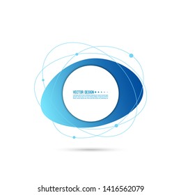 Abstract geometric shape with lines and particles, molecules. Vector gradient banner.