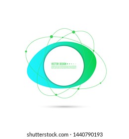 Abstract geometric shape with lines and particles, molecules. Vector gradient banner.