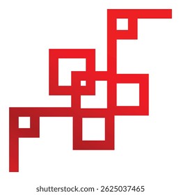 Forma geométrica Abstractas hecha de cuadrados superpuestos de gradiente rojo sobre fondo blanco