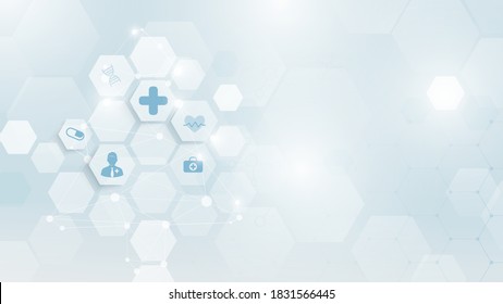 Abstract geometric shape medicine, science, and holiday Christmas concept background. Medical Icons